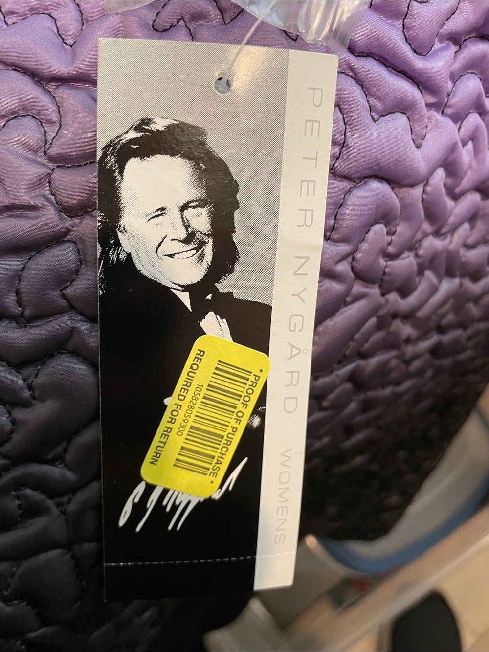 Peter Nygard Quilted Purple Ombré Fall/ Winter Faux Black Fur Trim 3x - Picture 8 of 9